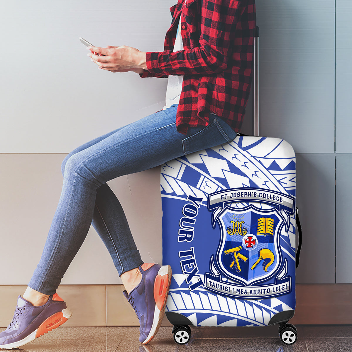 Personalised Samoa St Josephs College Luggage Cover Marist Brothers Samoan Pattern LT14 - Polynesian Pride