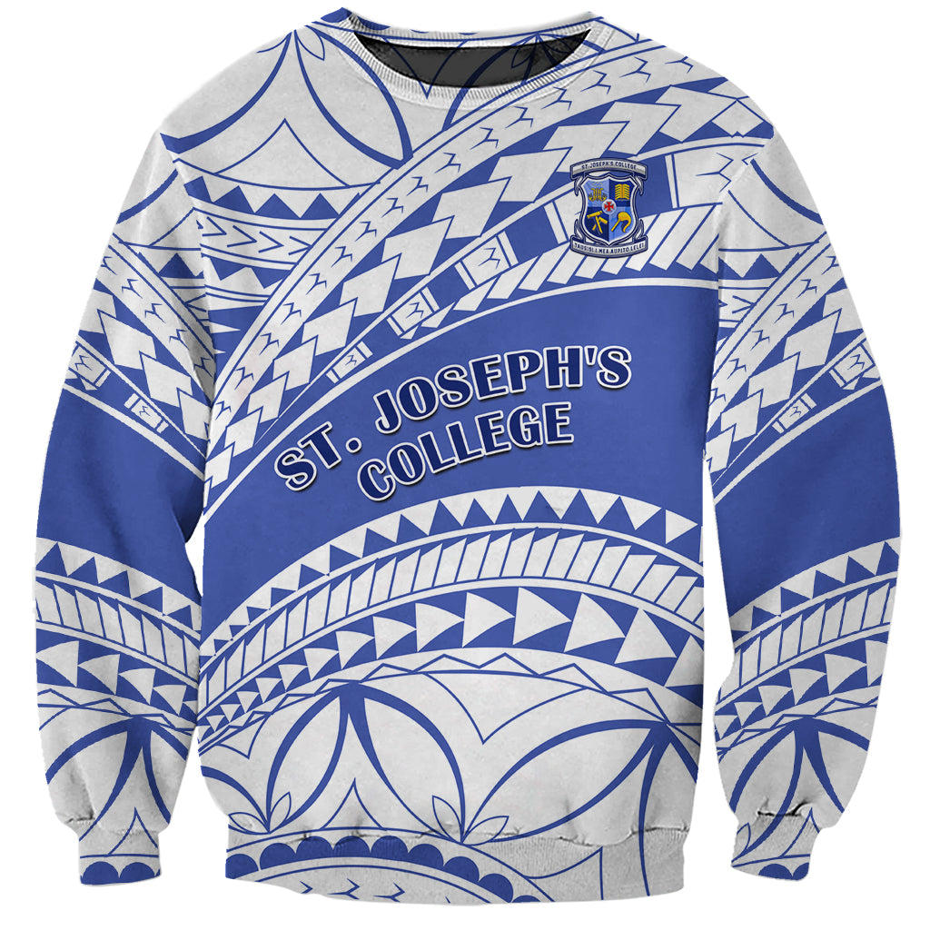 Personalised Samoa St Josephs College Sweatshirt Marist Brothers Samoan Pattern LT14 Unisex Blue - Polynesian Pride