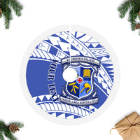 Personalised Samoa St Joseph's College Tree Skirt Marist Brothers Samoan Pattern LT14 Fringed Tree Skirts Blue - Polynesian Pride