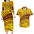 Personalised Samoa College Couples Matching Long Sleeve Bodycon Dress and Hawaiian Shirt Samoan Pattern LT14 Gold - Polynesian Pride