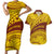 Personalised Samoa College Couples Matching Short Sleeve Bodycon Dress and Hawaiian Shirt Samoan Pattern LT14 Gold - Polynesian Pride