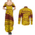 Personalised Samoa College Couples Matching Summer Maxi Dress and Long Sleeve Button Shirt Samoan Pattern LT14 - Polynesian Pride