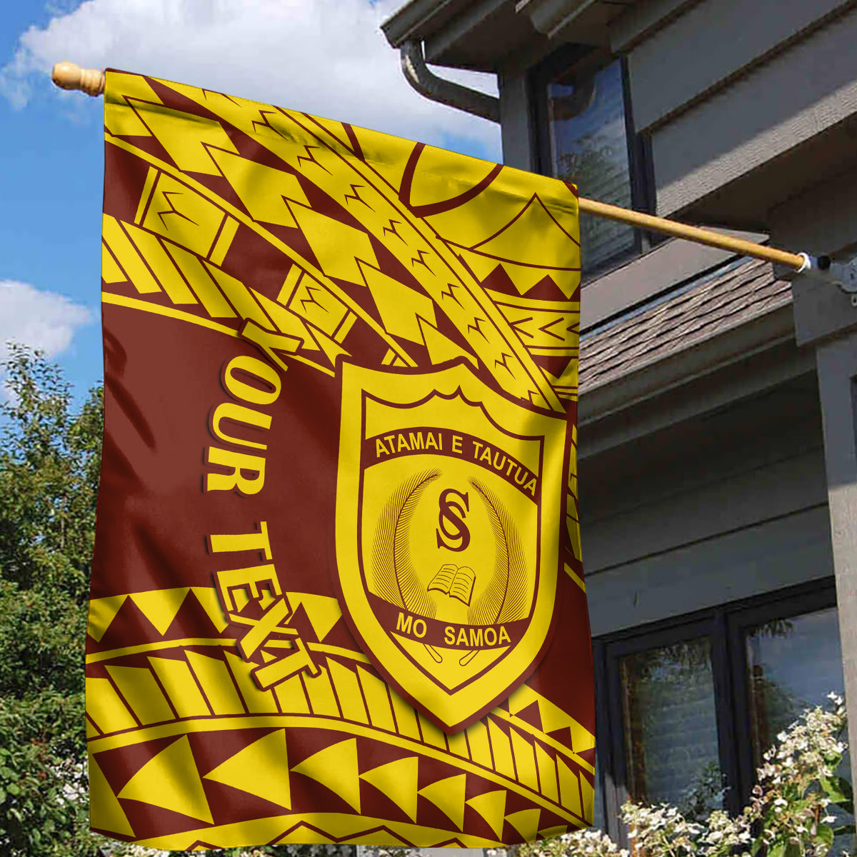 Personalised Samoa College Garden Flag Samoan Pattern LT14 - Polynesian Pride