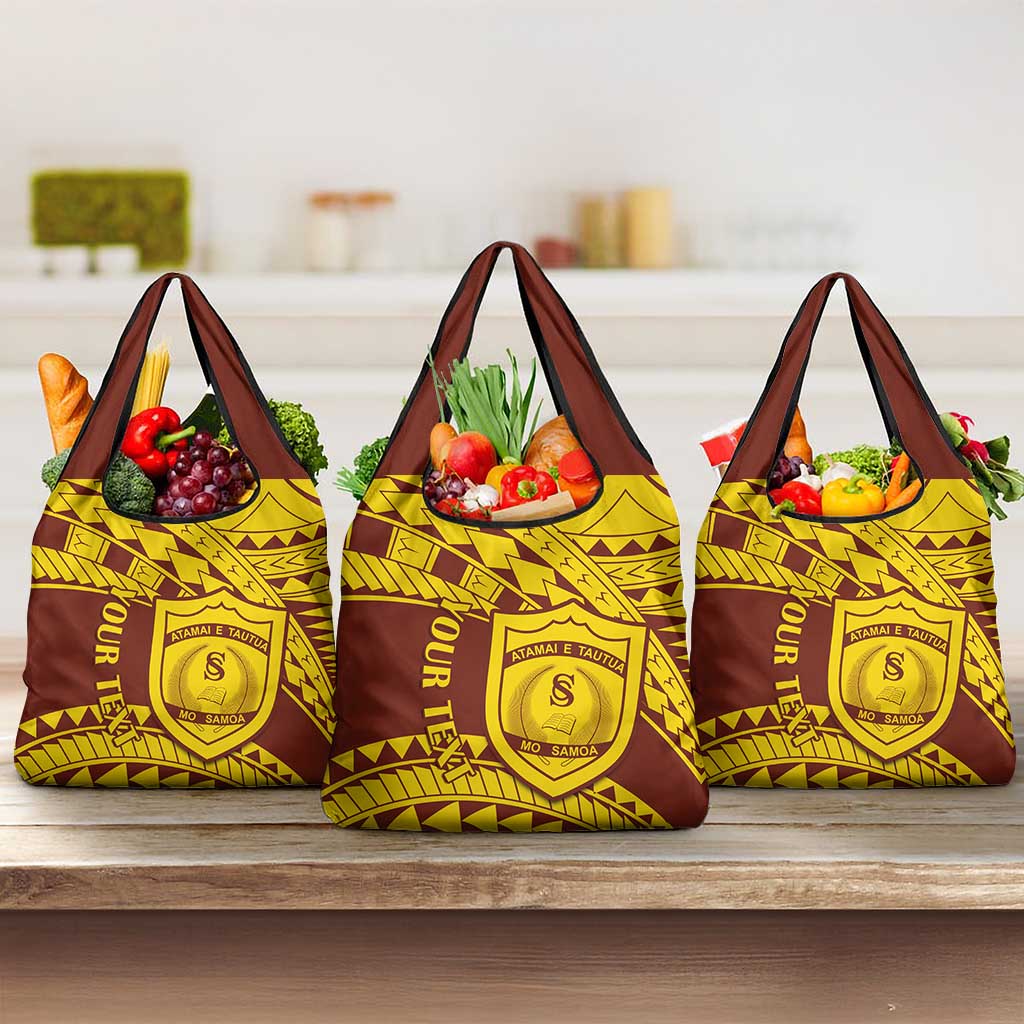Personalised Samoa College Grocery Bag Samoan Pattern LT14 3-pack One Size Gold - Polynesian Pride