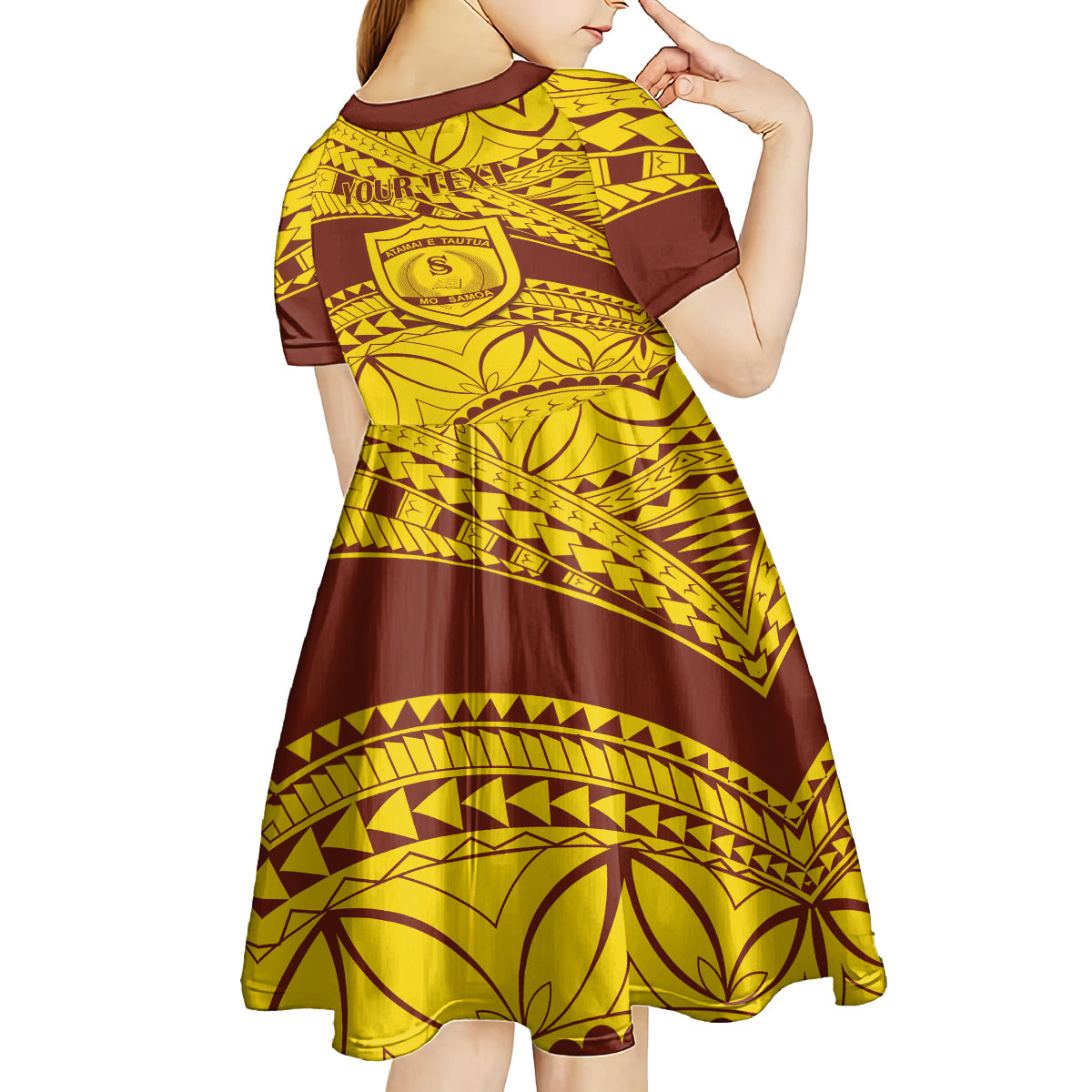 Personalised Samoa College Kid Short Sleeve Dress Samoan Pattern LT14 - Polynesian Pride