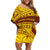 Personalised Samoa College Off Shoulder Short Dress Samoan Pattern LT14 Women Gold - Polynesian Pride