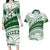 Personalised Samoa Faleata College Couples Matching Long Sleeve Bodycon Dress and Hawaiian Shirt Samoan Pattern LT14 Green - Polynesian Pride