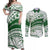 Personalised Samoa Faleata College Couples Matching Off Shoulder Maxi Dress and Long Sleeve Button Shirt Samoan Pattern LT14 Green - Polynesian Pride