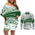 Personalised Samoa Faleata College Couples Matching Off Shoulder Short Dress and Long Sleeve Button Shirt Samoan Pattern LT14 Green - Polynesian Pride