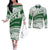 Personalised Samoa Faleata College Couples Matching Off The Shoulder Long Sleeve Dress and Long Sleeve Button Shirt Samoan Pattern LT14 Green - Polynesian Pride