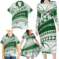 Personalised Samoa Faleata College Family Matching Long Sleeve Bodycon Dress and Hawaiian Shirt Samoan Pattern LT14 - Polynesian Pride