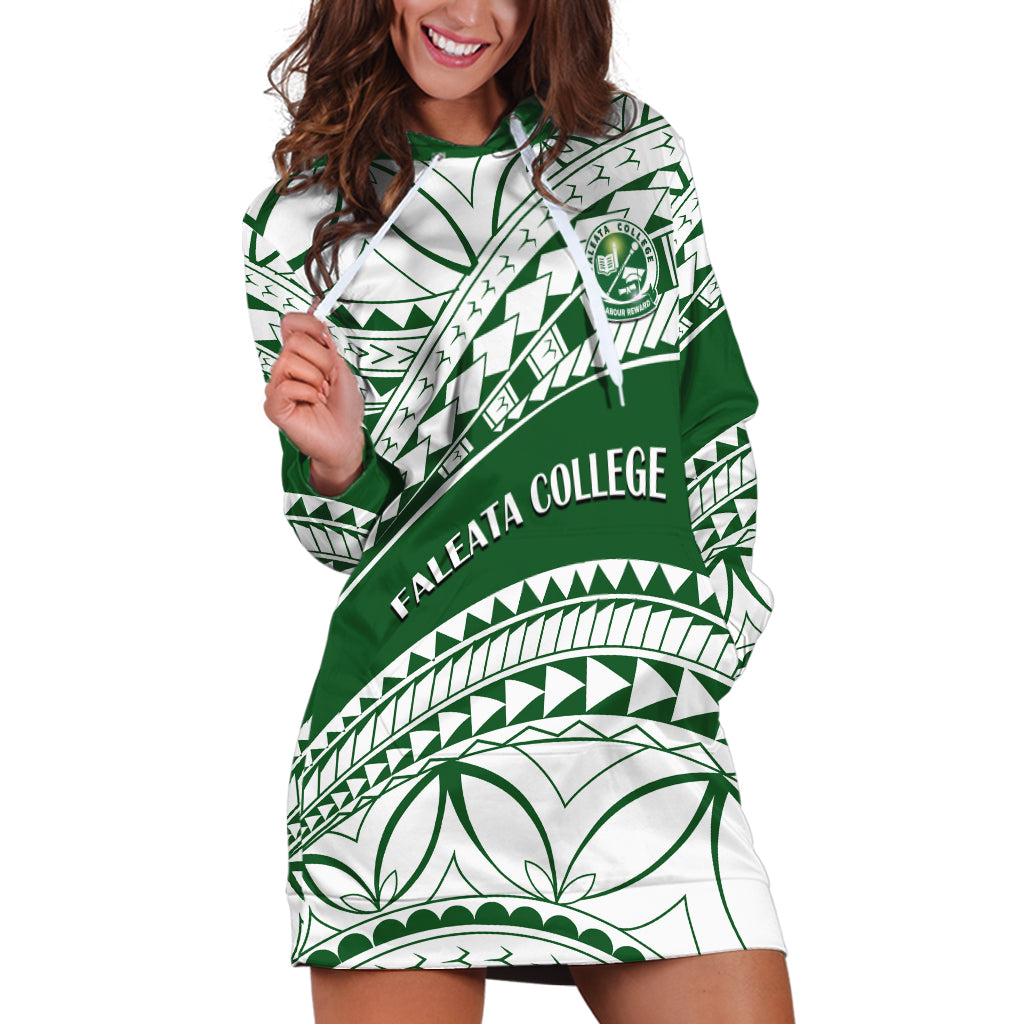 Personalised Samoa Faleata College Hoodie Dress Samoan Pattern LT14 Green - Polynesian Pride