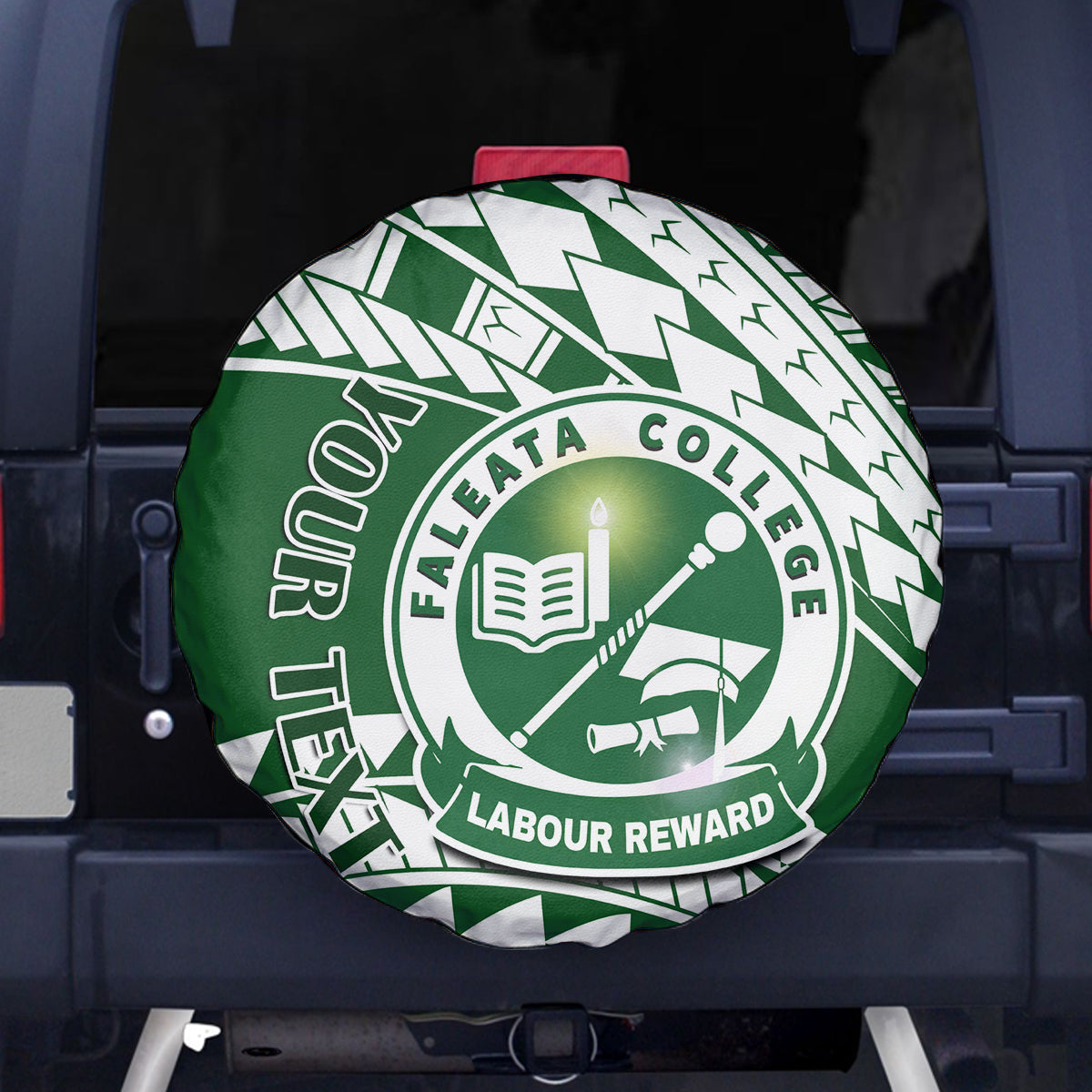 Personalised Samoa Faleata College Spare Tire Cover Samoan Pattern LT14 Green - Polynesian Pride