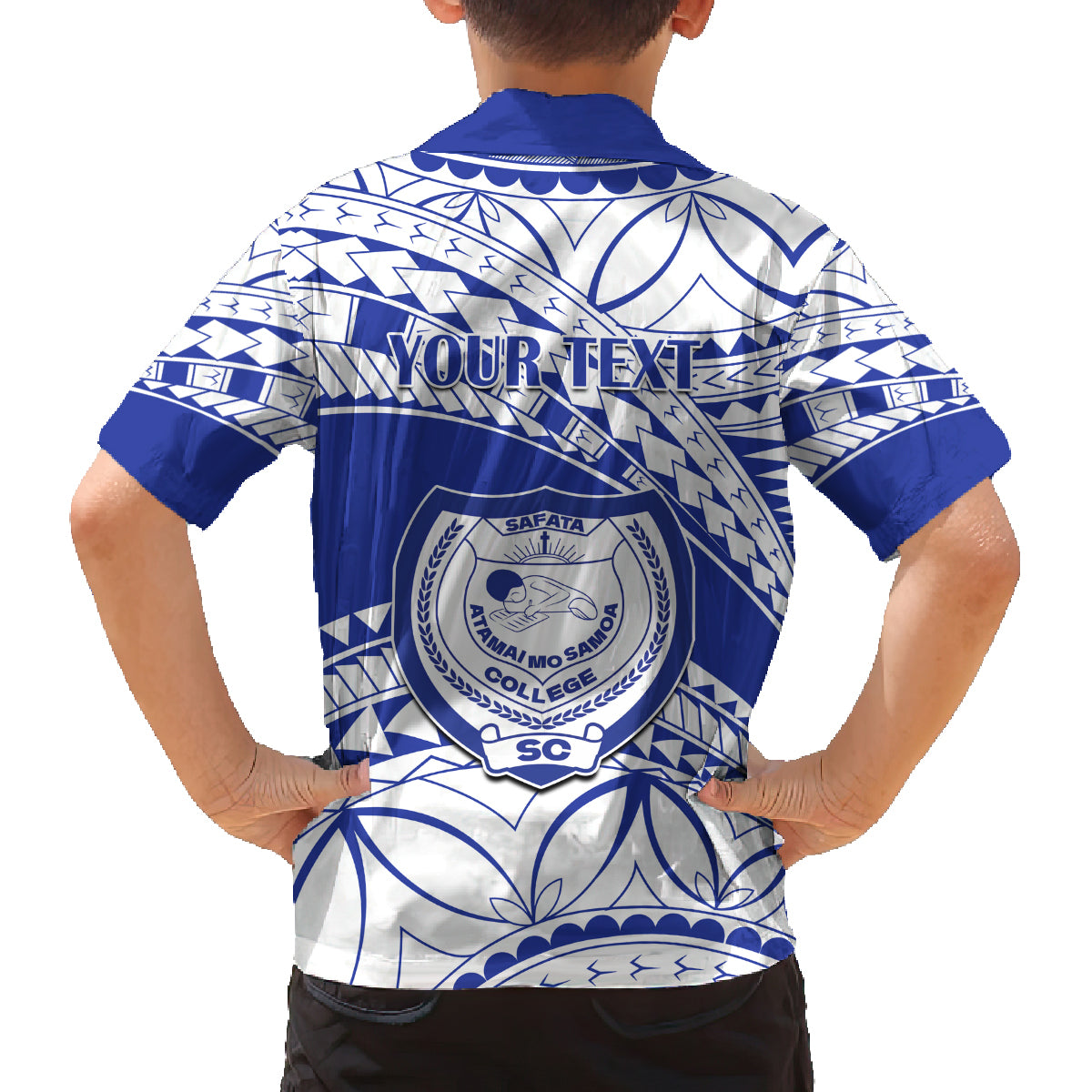 Personalised Samoa Safata College Family Matching Puletasi Dress and Hawaiian Shirt Samoan Pattern LT14 - Polynesian Pride