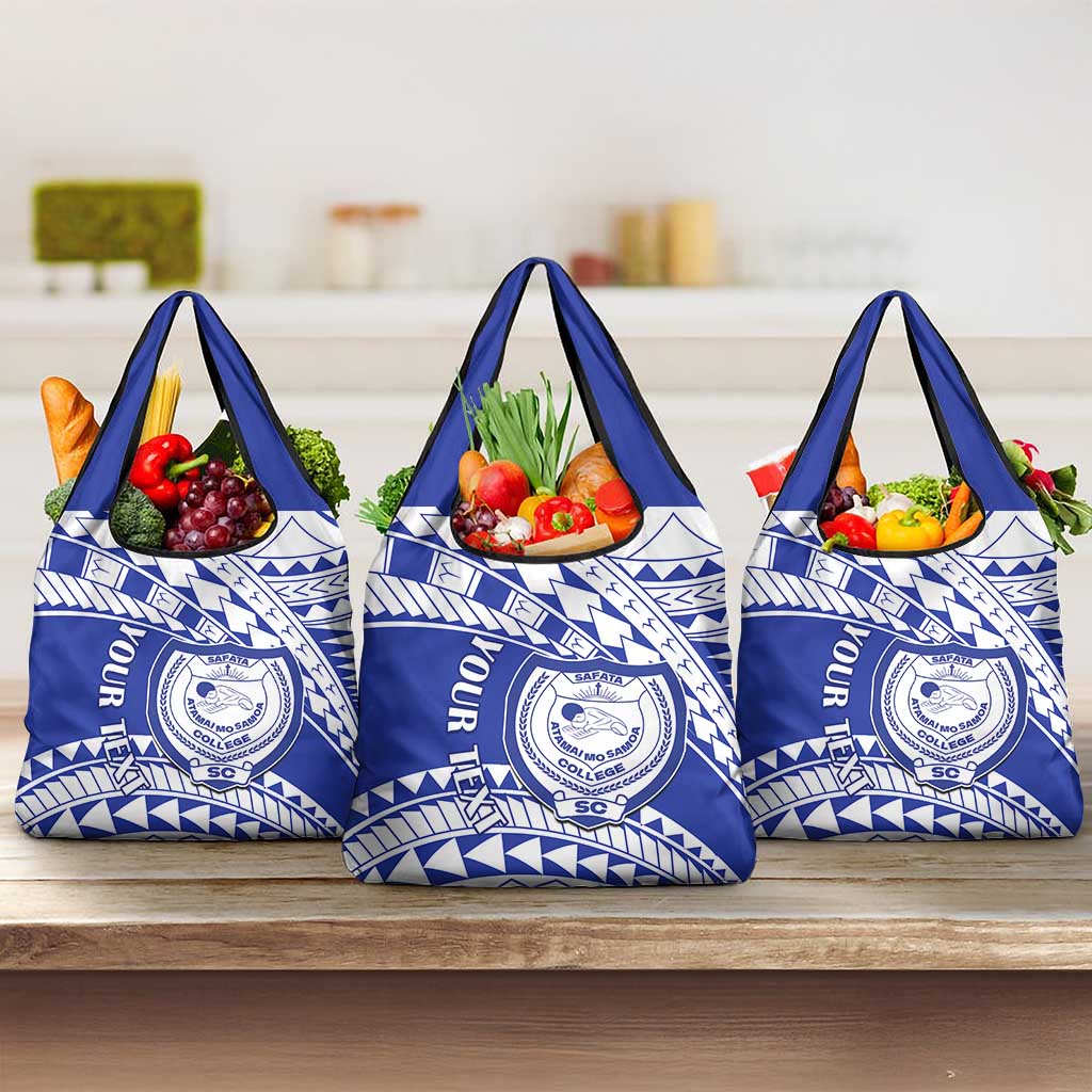Personalised Samoa Safata College Grocery Bag Samoan Pattern LT14 3-pack One Size Blue - Polynesian Pride