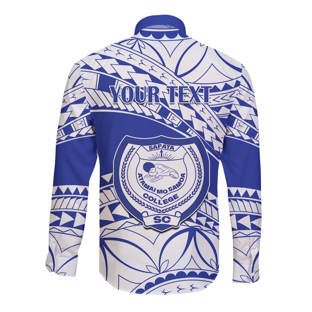 Personalised Samoa Safata College Long Sleeve Button Shirt Samoan Pattern LT14 - Polynesian Pride
