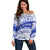 Personalised Samoa Safata College Off Shoulder Sweater Samoan Pattern LT14 Women Blue - Polynesian Pride