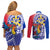 Personalised Philippines Couples Matching Off Shoulder Short Dress and Long Sleeve Button Shirt Filipino Sarimanok With Polynesian Tattoo LT14 - Polynesian Pride