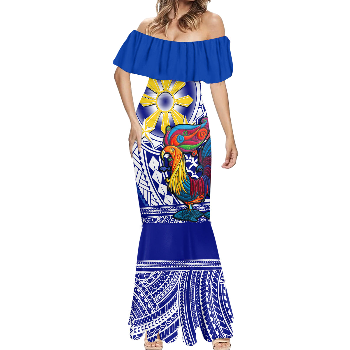 Personalised Philippines Mermaid Dress Filipino Sarimanok With Polynesian Tattoo LT14 - Polynesian Pride
