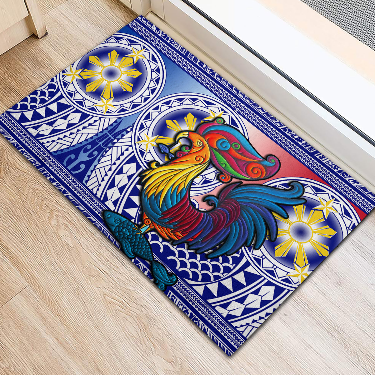 Philippines Rubber Doormat Filipino Sarimanok With Polynesian Tattoo LT14 - Polynesian Pride