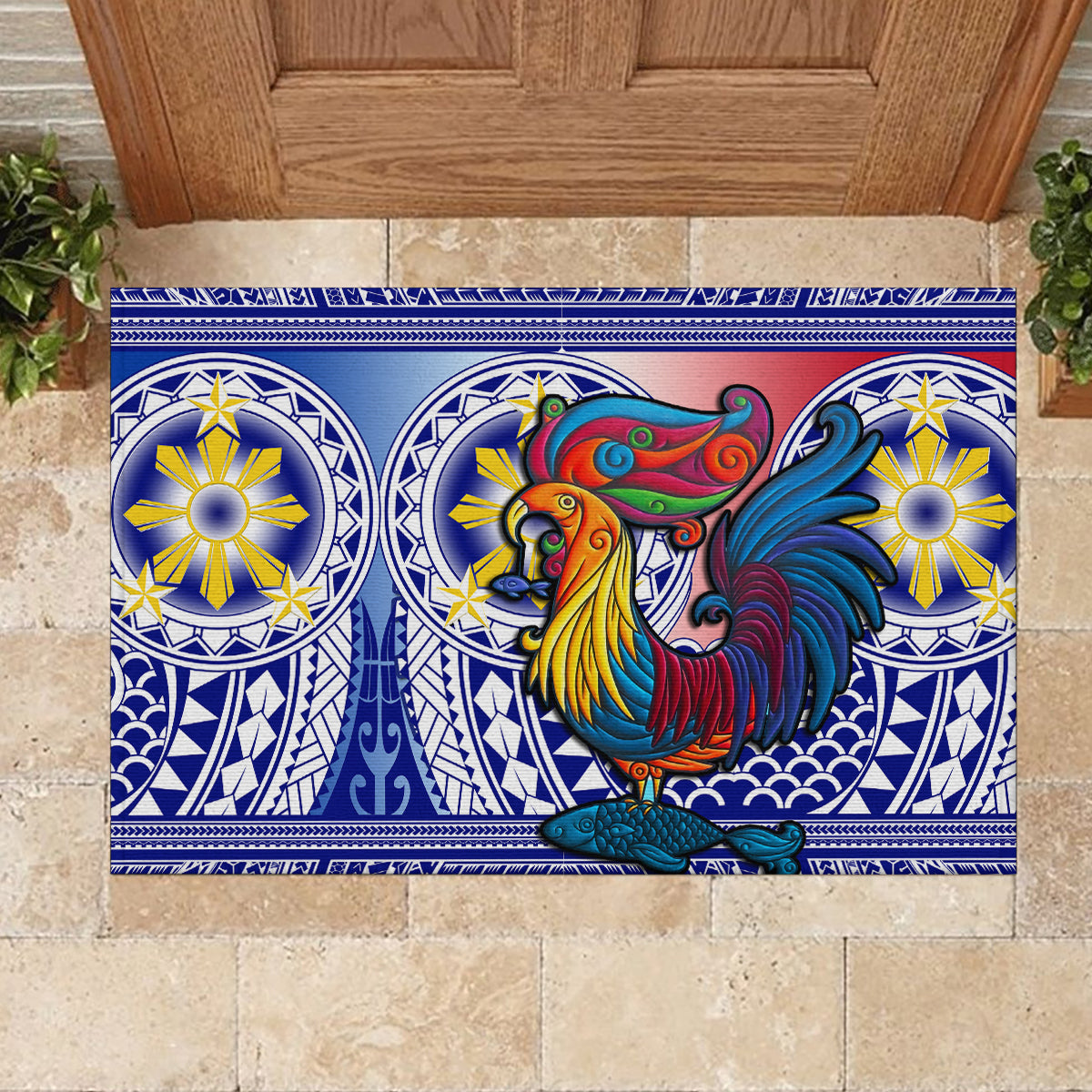 Philippines Rubber Doormat Filipino Sarimanok With Polynesian Tattoo LT14 - Polynesian Pride