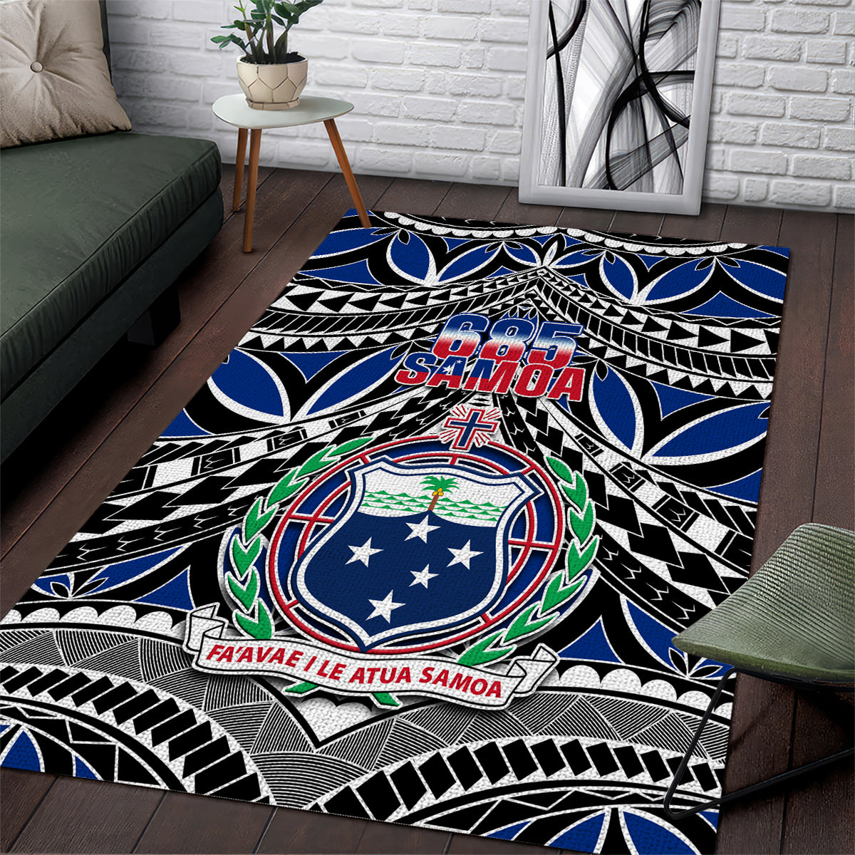 Samoa 685 Area Rug Samoan Coat Of Arms Simple Style LT14 Blue - Polynesian Pride