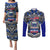 Samoa 685 Couples Matching Puletasi Dress and Long Sleeve Button Shirt Samoan Coat Of Arms Simple Style LT14 Blue - Polynesian Pride