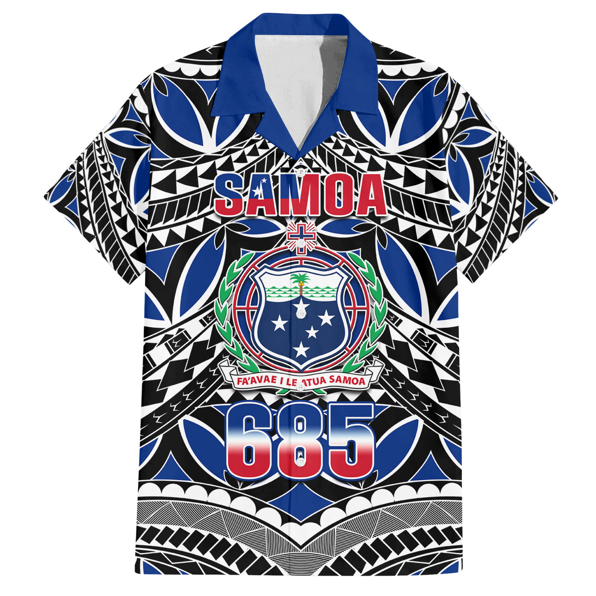 Samoa 685 Family Matching Long Sleeve Bodycon Dress and Hawaiian Shirt Samoan Coat Of Arms Simple Style LT14 Dad's Shirt - Short Sleeve Blue - Polynesian Pride