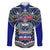 Samoa 685 Family Matching Mermaid Dress and Hawaiian Shirt Samoan Coat Of Arms Simple Style LT14 Dad's Shirt - Long Sleeve Blue - Polynesian Pride