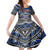 Samoa 685 Family Matching Off Shoulder Long Sleeve Dress and Hawaiian Shirt Samoan Coat Of Arms Simple Style LT14 Daughter's Dress Blue - Polynesian Pride