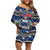 Samoa 685 Family Matching Off Shoulder Short Dress and Hawaiian Shirt Samoan Coat Of Arms Simple Style LT14 Mom's Dress Blue - Polynesian Pride