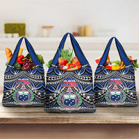 Samoa 685 Grocery Bag Samoan Coat Of Arms Simple Style LT14 3-pack One Size Blue - Polynesian Pride