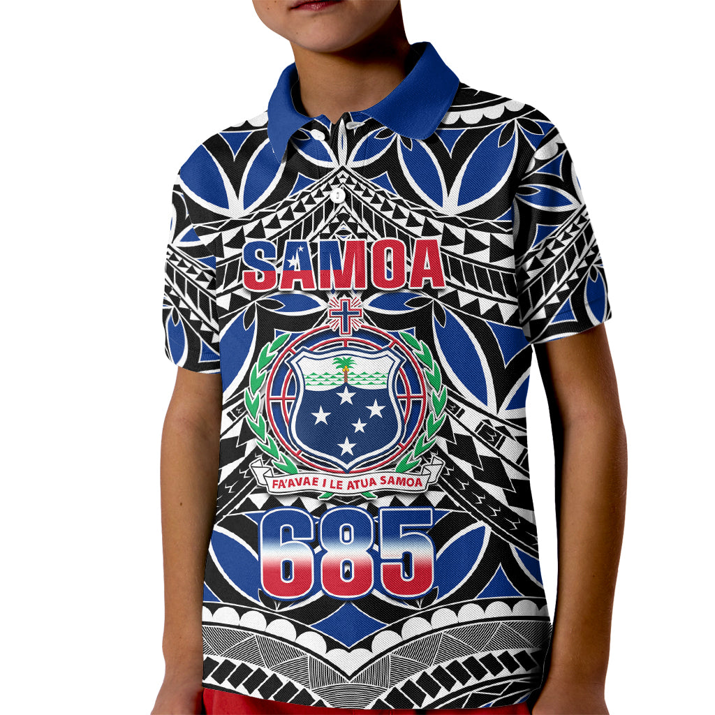 Samoa 685 Kid Polo Shirt Samoan Coat Of Arms Simple Style LT14 Kid Blue - Polynesian Pride