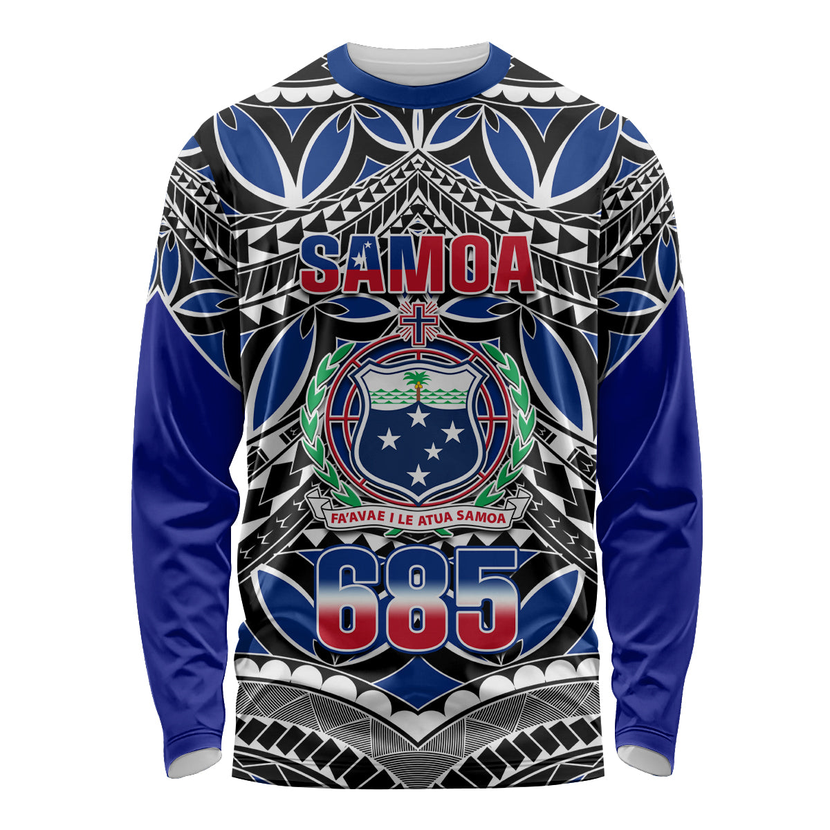 Samoa 685 Long Sleeve Shirt Samoan Coat Of Arms Simple Style LT14 Unisex Blue - Polynesian Pride