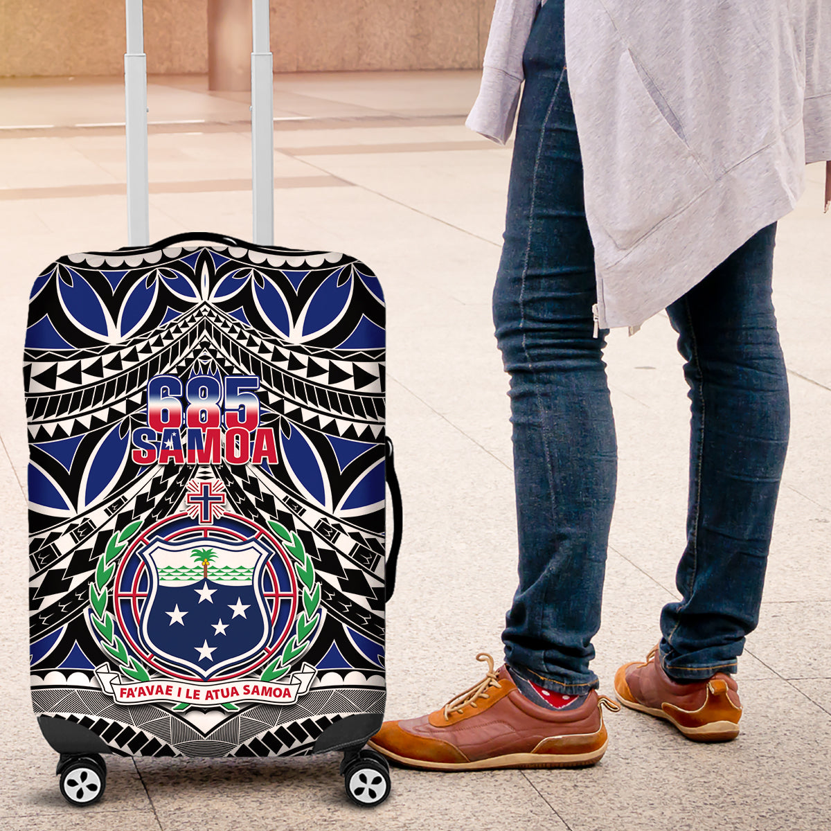 Samoa 685 Luggage Cover Samoan Coat Of Arms Simple Style LT14 Blue - Polynesian Pride