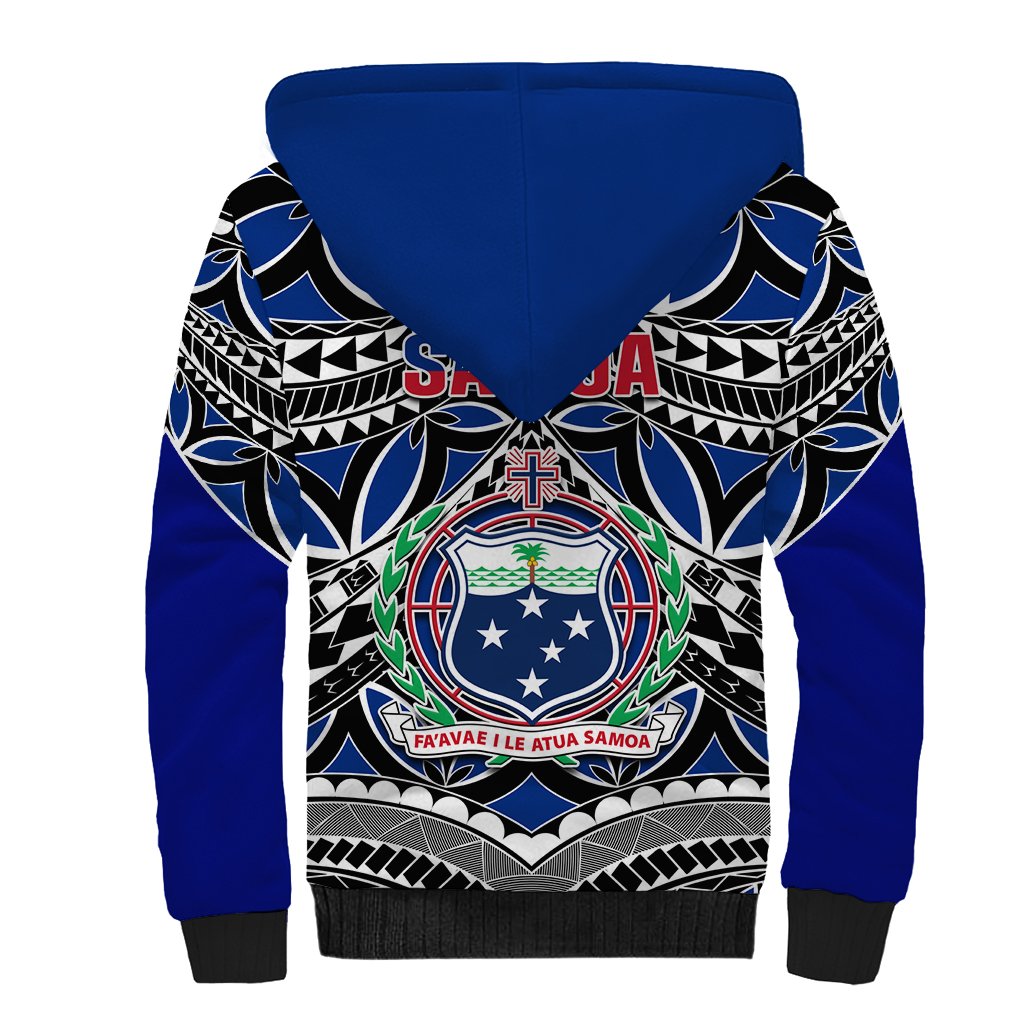 Samoa 685 Sherpa Hoodie Samoan Coat Of Arms Simple Style LT14 - Polynesian Pride