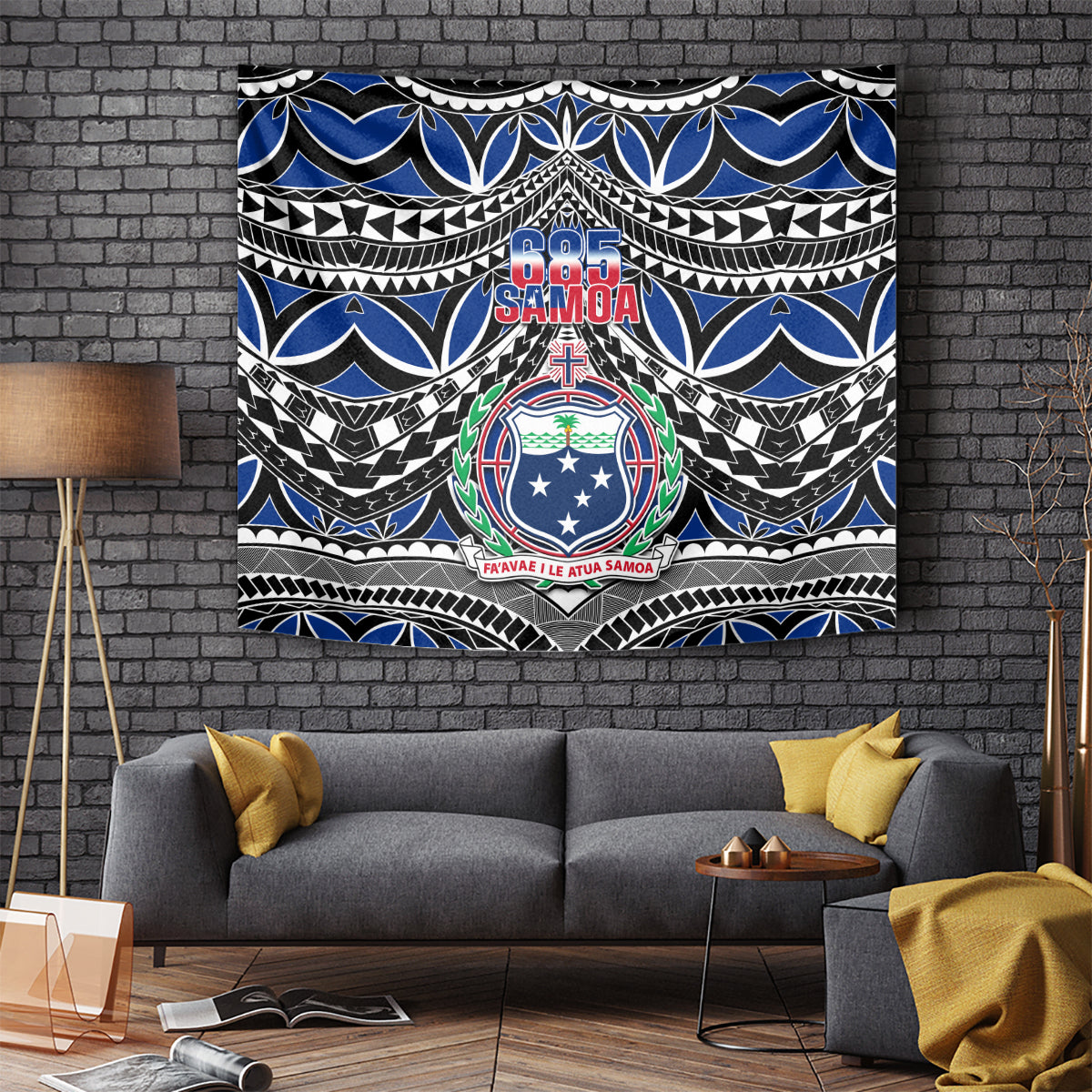 Samoa 685 Tapestry Samoan Coat Of Arms Simple Style LT14 Blue - Polynesian Pride