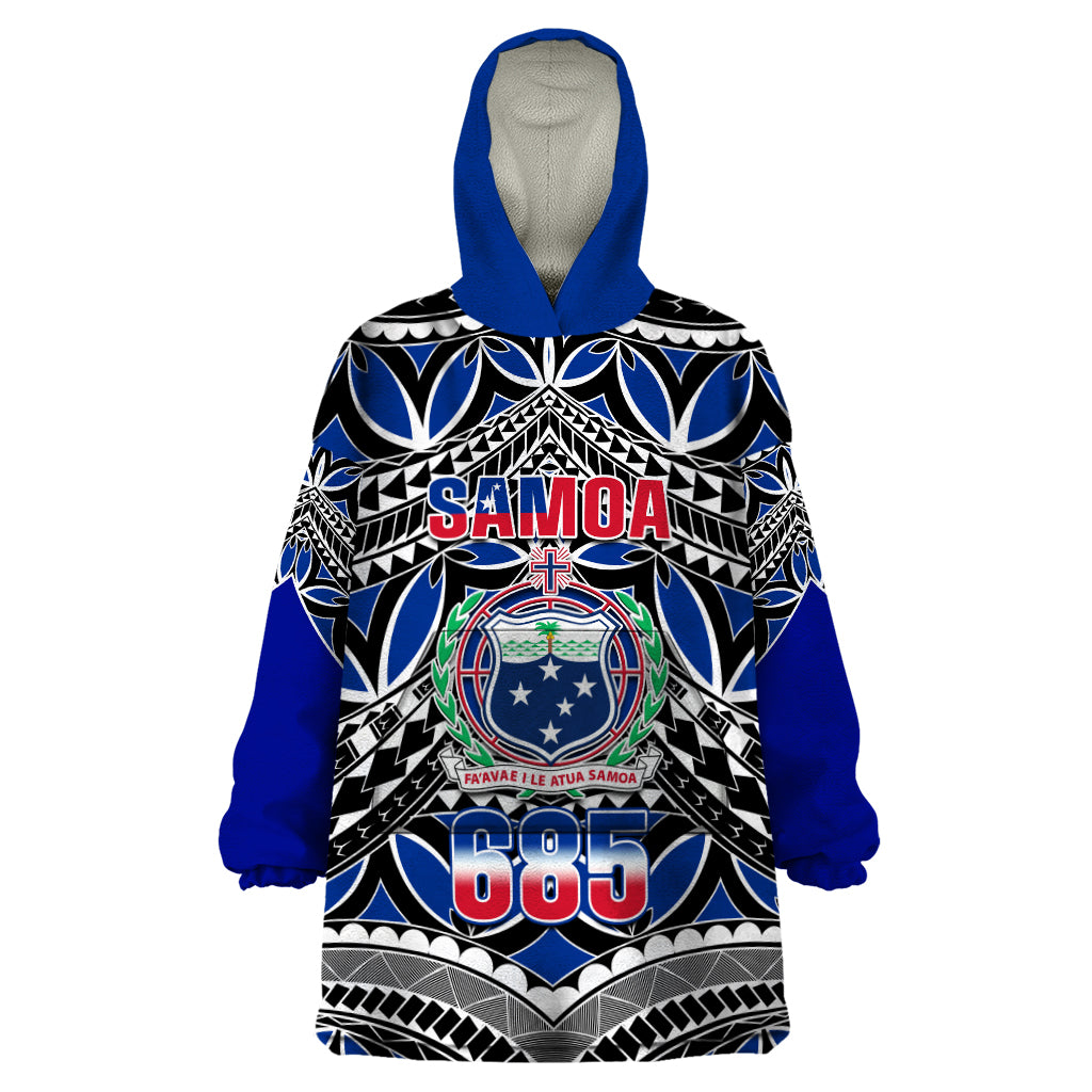 Samoa 685 Wearable Blanket Hoodie Samoan Coat Of Arms Simple Style LT14 One Size Blue - Polynesian Pride