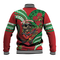 Mele Kalikimaka Hawaii Baseball Jacket Mongoose Santa With Ohia Lehua LT14 - Polynesian Pride