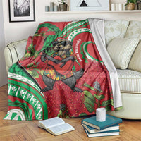 Mele Kalikimaka Hawaii Blanket Mongoose Santa With Ohia Lehua LT14 Red - Polynesian Pride