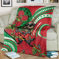 Mele Kalikimaka Hawaii Blanket Mongoose Santa With Ohia Lehua LT14 - Polynesian Pride