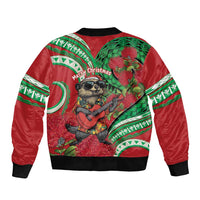 Mele Kalikimaka Hawaii Bomber Jacket Mongoose Santa With Ohia Lehua