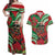 Mele Kalikimaka Hawaii Couples Matching Off Shoulder Maxi Dress and Hawaiian Shirt Mongoose Santa With Ohia Lehua