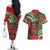 Mele Kalikimaka Hawaii Couples Matching Off The Shoulder Long Sleeve Dress and Hawaiian Shirt Mongoose Santa With Ohia Lehua