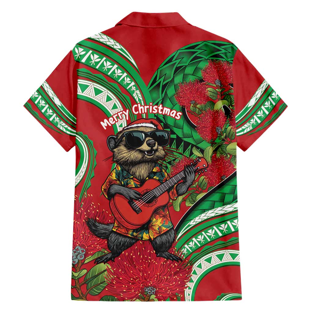 Mele Kalikimaka Hawaii Hawaiian Shirt Mongoose Santa With Ohia Lehua LT14 - Polynesian Pride
