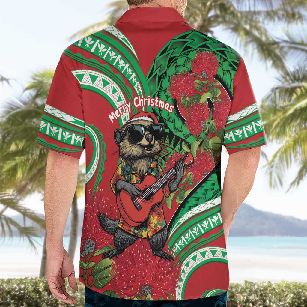 Mele Kalikimaka Hawaii Hawaiian Shirt Mongoose Santa With Ohia Lehua LT14 - Polynesian Pride