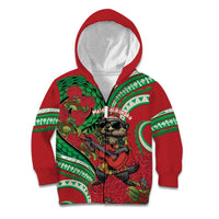 Mele Kalikimaka Hawaii Kid Hoodie Mongoose Santa With Ohia Lehua