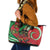 Mele Kalikimaka Hawaii Leather Tote Bag Mongoose Santa With Ohia Lehua