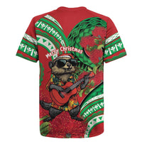 Mele Kalikimaka Hawaii Rugby Jersey Mongoose Santa With Ohia Lehua LT14 - Polynesian Pride