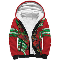 Mele Kalikimaka Hawaii Sherpa Hoodie Mongoose Santa With Ohia Lehua LT14 Unisex Red - Polynesian Pride